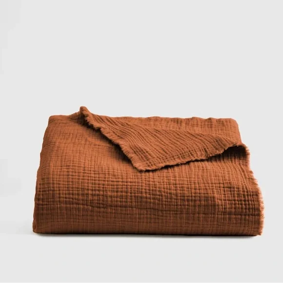 NWT Quince European Linen Box Quilted King Sham Set in Terracotta - Picture 6 of 7